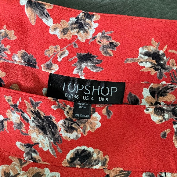 TOPSHOP Orange Floral Skirt - Picture 3 of 4